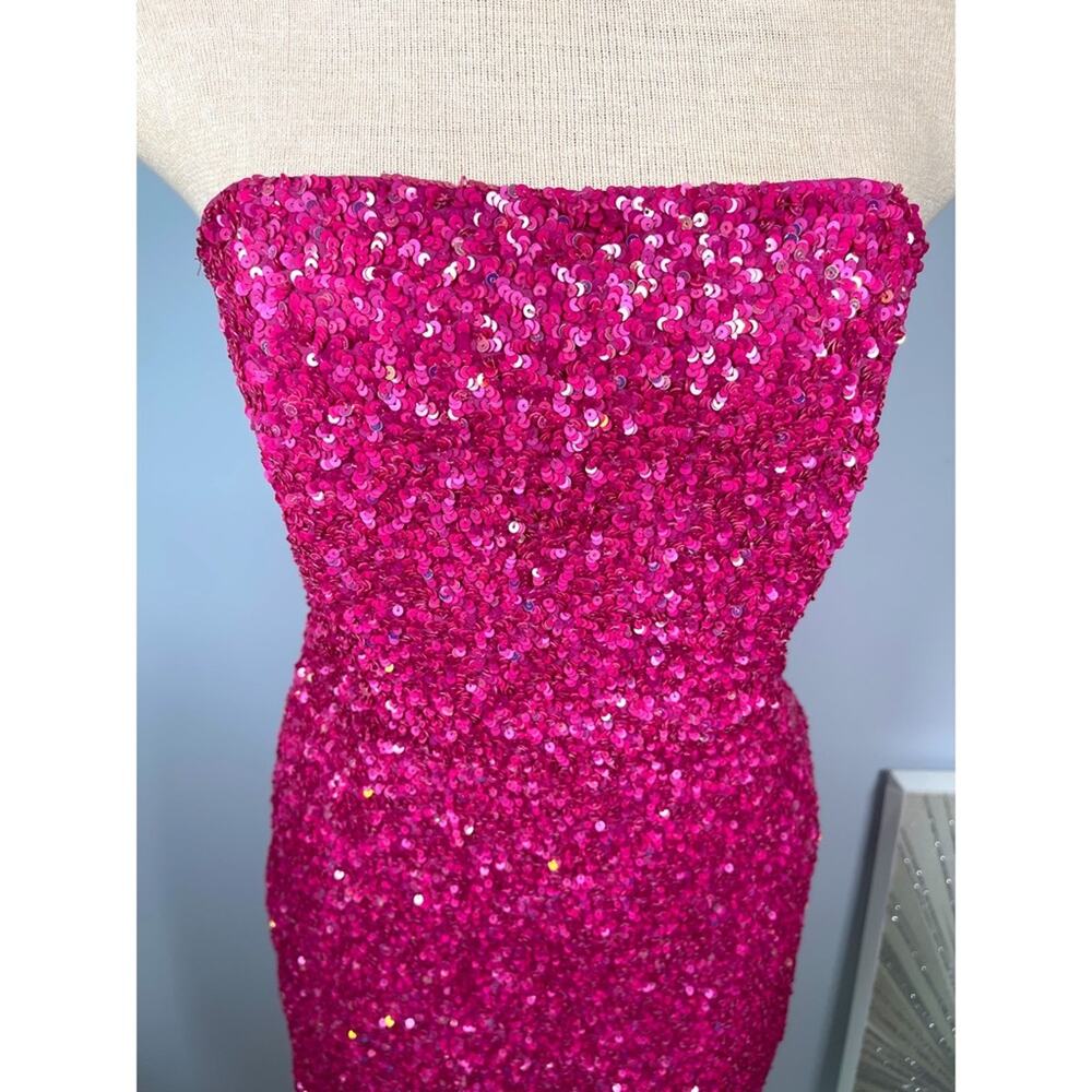 RETROFETE Heather Sequin Embellished Strapless Pink Mini Dress Size Medium - Picture 5 of 12
